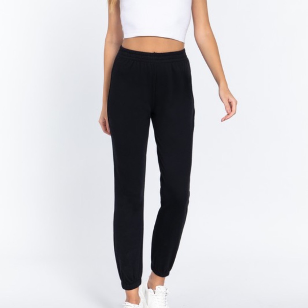 Jogger Pants Long Inner Fleece Black No Pockets Lounge Sweatpants